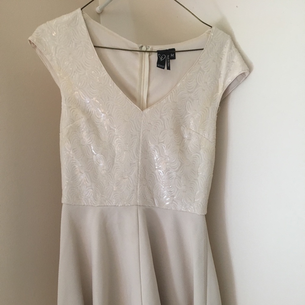 Cream mini dress with sparkles